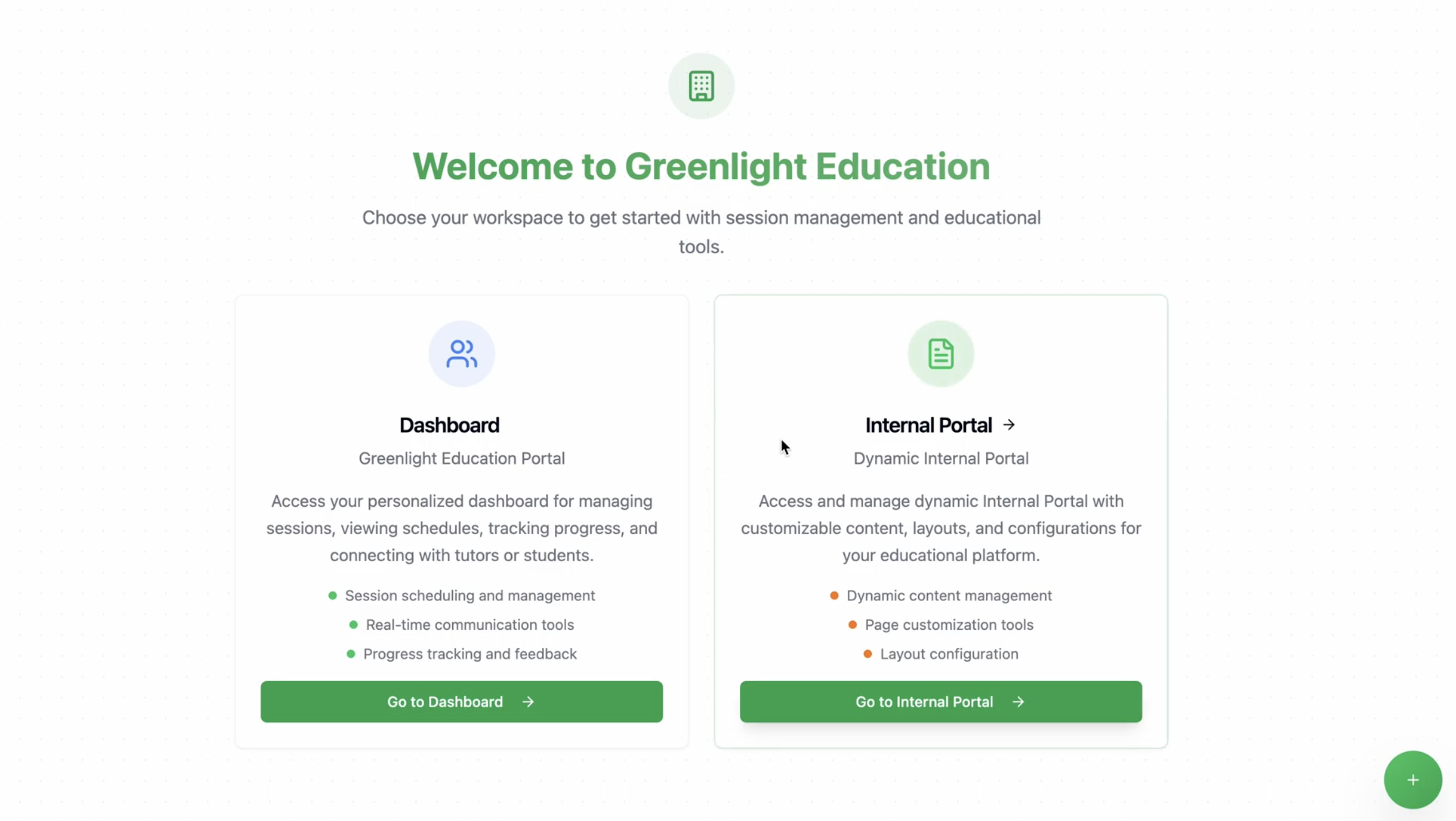 Greenlight Education portal overview